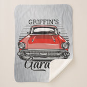 Personalisiert NAME Retro Red Classic Autogarage Sherpadecke (Vorderseite)
