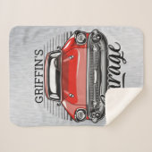 Personalisiert NAME Retro Red Classic Autogarage Sherpadecke (Vorderseite (Horizontal))
