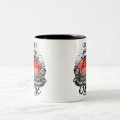 Personalisiert NAME Retro Red Classic Autogarage Zweifarbige Tasse (Mittel)