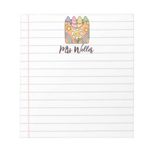 Personalisiert Name Retro Vintag School Lehrer Notizblock