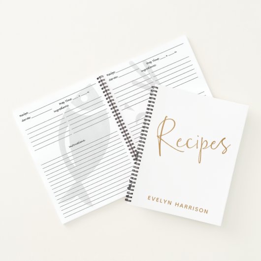 Personalisiert Name Rezept Journal in Weiß Notizblock (Innenseite)