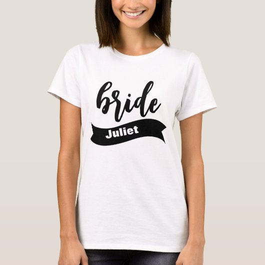 Personalisiert Name Ribbon Moderne Skriptbrille T-Shirt (Vorderseite)