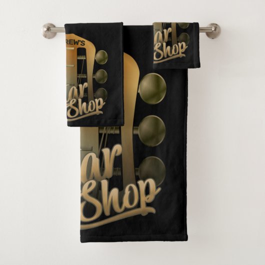 Personalisiert NAME Rock Music Gitarre Shop Musike Badhandtuch Set (Insitu)