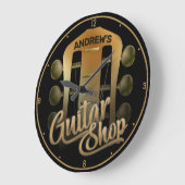 Personalisiert NAME Rock Music Gitarre Shop Musike Große Wanduhr (Winkel)