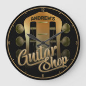 Personalisiert NAME Rock Music Gitarre Shop Musike Große Wanduhr (Vorderseite)