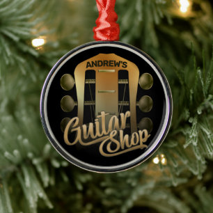 Personalisiert NAME Rock Music Gitarre Shop Musike Ornament Aus Metall