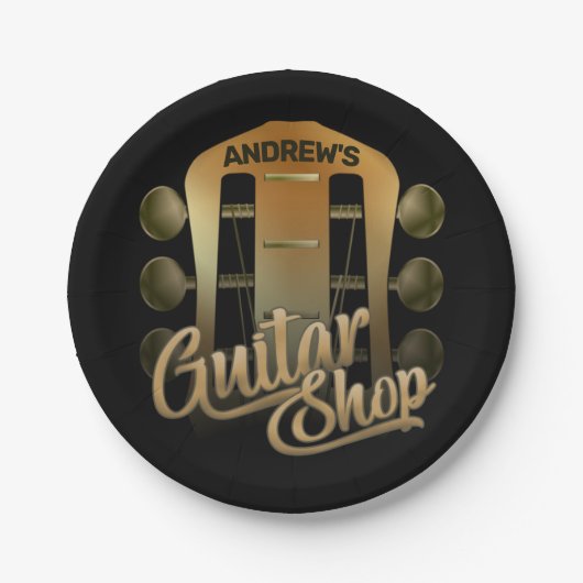 Personalisiert NAME Rock Music Gitarre Shop Musike Pappteller (Vorderseite)