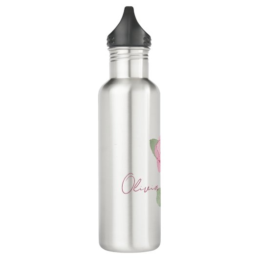 Personalisiert Name Rose Blume Wasserfarben Minima Edelstahlflasche (Links)