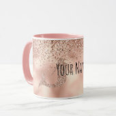 Personalisiert Name Rose Gold Glitzer Mermaid Tasse (Vorderseite Links)