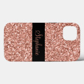 Personalisiert Name Rose Gold Glitzer Sparkone Case-Mate iPhone Hülle (Rückseite (Horizontal))