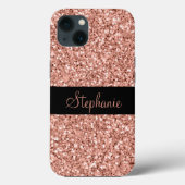 Personalisiert Name Rose Gold Glitzer Sparkone Case-Mate iPhone Hülle (Rückseite)