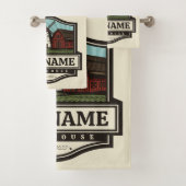 Personalisiert NAME Rustikales Bauernhaus Alte Win Badhandtuch Set (Insitu)