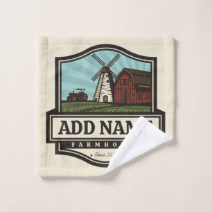 Personalisiert NAME Rustikales Bauernhaus Alte Win Badhandtuch Set