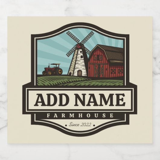 Personalisiert NAME Rustikales Bauernhaus Alte Win Bierflaschenetikett (Einzelnes Label)