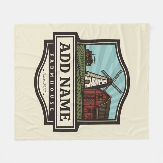 Personalisiert NAME Rustikales Bauernhaus Alte Win Fleecedecke (Vorderseite (Horizontal))