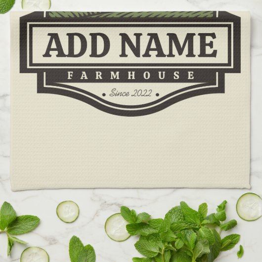 Personalisiert NAME Rustikales Bauernhaus Alte Win Geschirrtuch (Gefaltet)