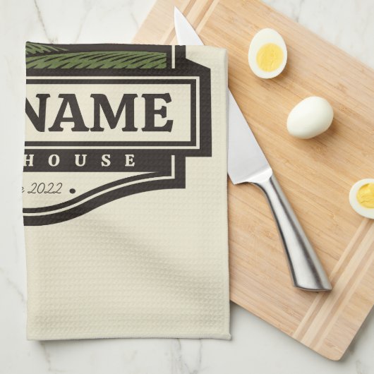 Personalisiert NAME Rustikales Bauernhaus Alte Win Geschirrtuch (Viertel Falte)
