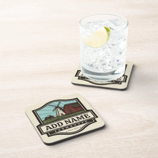 Personalisiert NAME Rustikales Bauernhaus Alte Win Getränkeuntersetzer (Rechte Seite)