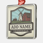 Personalisiert NAME Rustikales Bauernhaus Alte Win Ornament Aus Metall (Links)