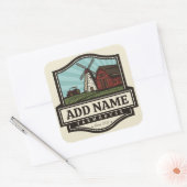 Personalisiert NAME Rustikales Bauernhaus Alte Win Quadratischer Aufkleber (Umschlag)