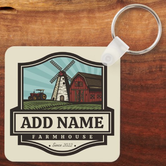 Personalisiert NAME Rustikales Bauernhaus Alte Win Schlüsselanhänger (Rückseite)