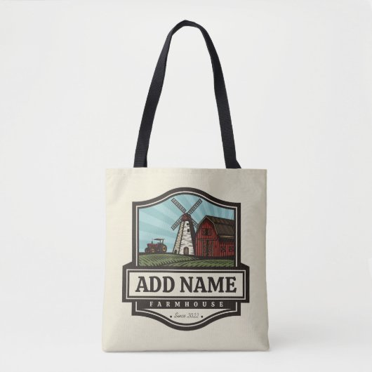 Personalisiert NAME Rustikales Bauernhaus Alte Win Tasche (Vorderseite)