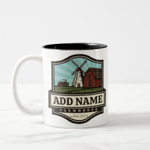 Personalisiert NAME Rustikales Bauernhaus Alte Win Zweifarbige Tasse
