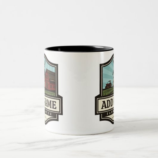 Personalisiert NAME Rustikales Bauernhaus Alte Win Zweifarbige Tasse (Mittel)
