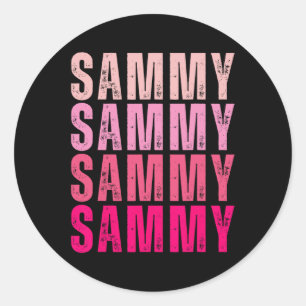 Personalisiert Name Sammy I Liebe Sammy Vintag Runder Aufkleber