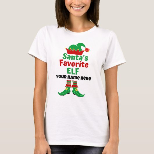 Personalisiert Name Santa's Lieblings-Elf-T - Shir T-Shirt (Vorderseite)