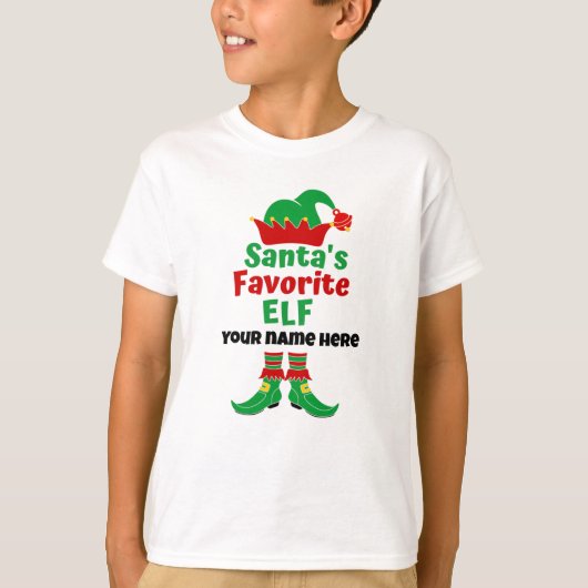 Personalisiert Name Santa's Lieblings-Elf-T - Shir T-Shirt (Vorderseite)