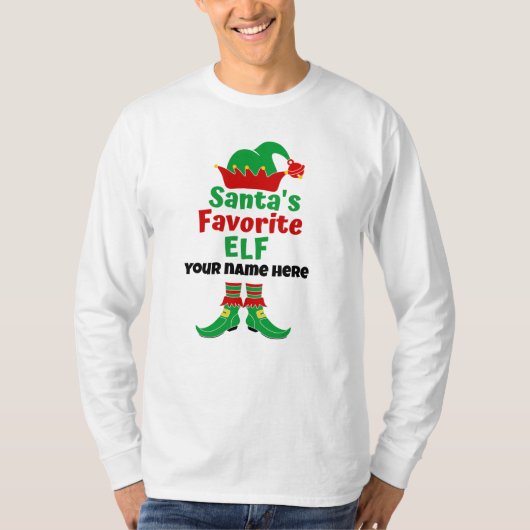 Personalisiert Name Santa's Lieblings-Elf-T - Shir T-Shirt (Vorderseite)