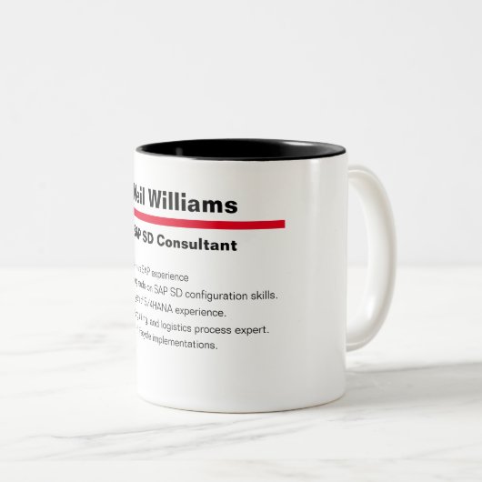 Personalisiert Name SAP Consultant Definition Zweifarbige Tasse (VorderseiteRechts)