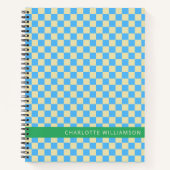 Personalisiert Name School Retro Checkerboard Blau Notizblock (Vorderseite)