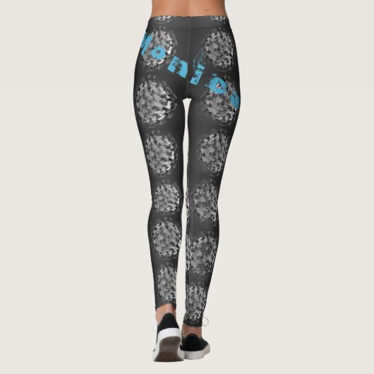 Personalisiert Name schwarze Leggings (Rückseite)