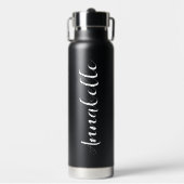 Personalisiert Name Script Black Wedding Bridesmai Trinkflasche (Vorderseite)