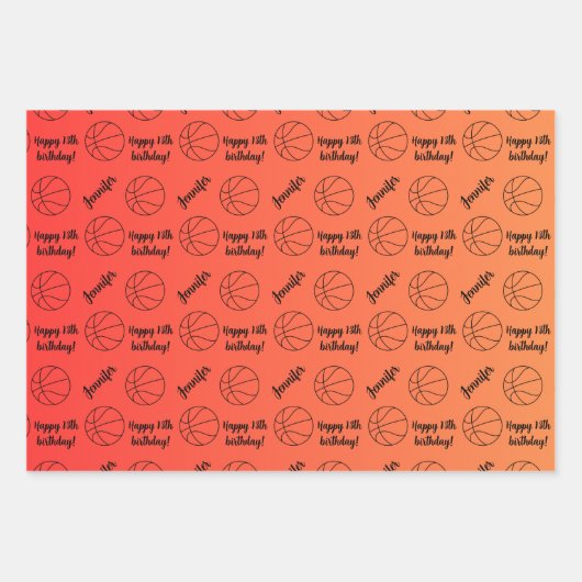Personalisiert Name Sentiment Sport Basketball The Geschenkpapier Set (Vorderseite 3)