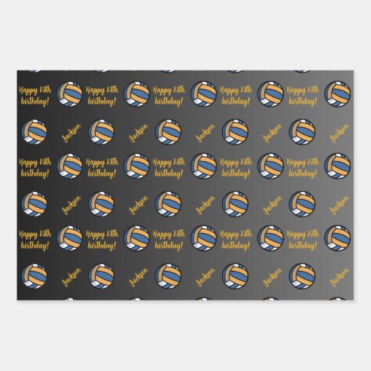 Personalisiert Name Sentiment Sport Thema Volleyba Geschenkpapier Set (Vorderseite 3)