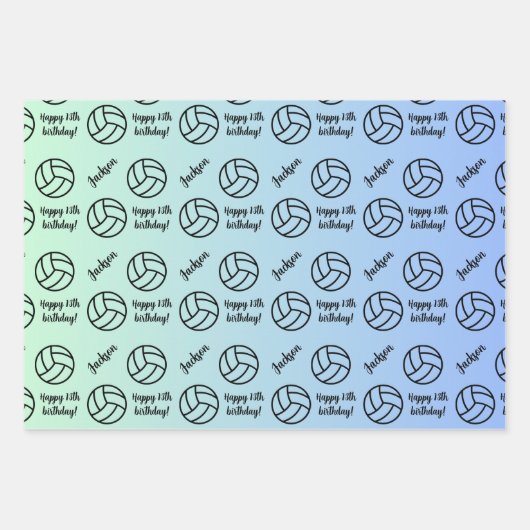 Personalisiert Name Sentiment Sport Thema Volleyba Geschenkpapier Set (Vorderseite 2)
