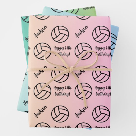 Personalisiert Name Sentiment Sport Thema Volleyba Geschenkpapier Set (Beispiel)