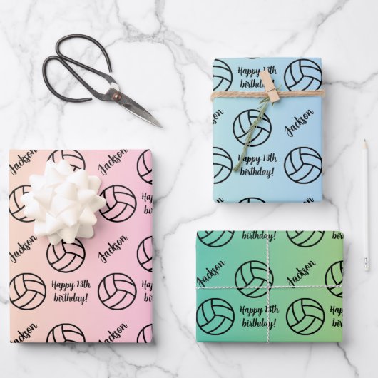 Personalisiert Name Sentiment Sport Thema Volleyba Geschenkpapier Set (Vorderseite)