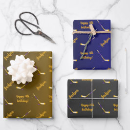 Personalisiert Name Sentiment Sport Theme Hockey Geschenkpapier Set