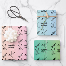 Personalisiert Name Sentiment Sport Theme Hockey Geschenkpapier Set