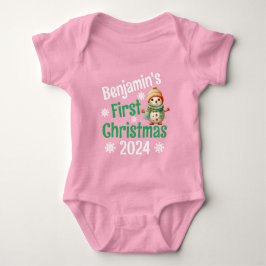 Personalisiert Name Snowman Baby's 1. Weihnachtsro Baby Strampler