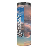 Personalisiert Name Soft, Dreamy Sky Thermosbecher (Rückseite)