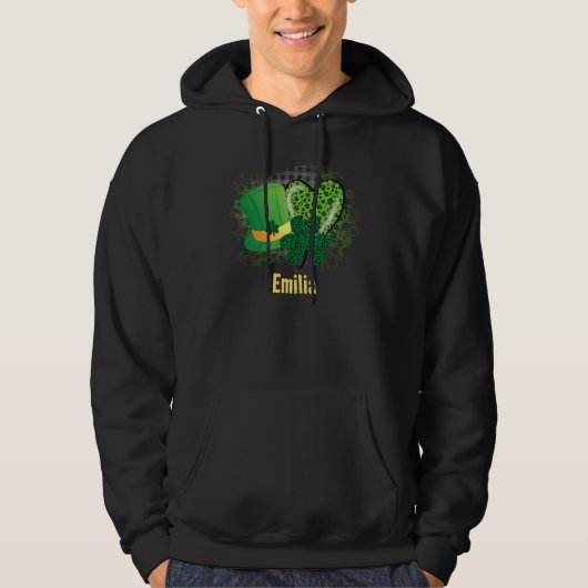 Personalisiert Name St Patricks Day Kleeblatt Clov Hoodie (Vorderseite)