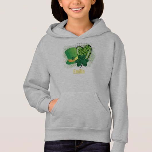 Personalisiert Name St Patricks Day Kleeblatt Clov Hoodie (Vorderseite)