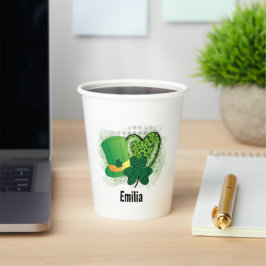 Personalisiert Name St Patricks Day Kleeblatt Clov Pappbecher