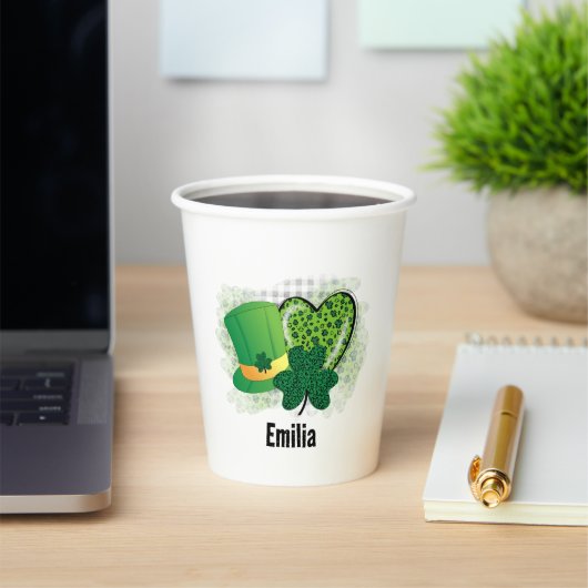 Personalisiert Name St Patricks Day Kleeblatt Clov Pappbecher (InSitu)