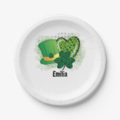 Personalisiert Name St Patricks Day Kleeblatt Clov Pappteller (Vorderseite)